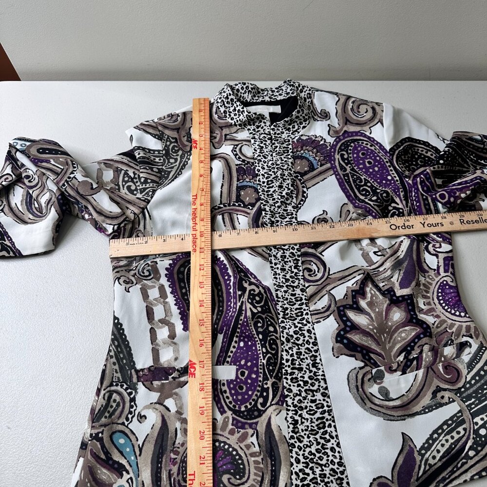 Chico's Women's Paisley Print Jacket Purple Size 0 Long Sleeve Shoulder … - Picture 14 of 14